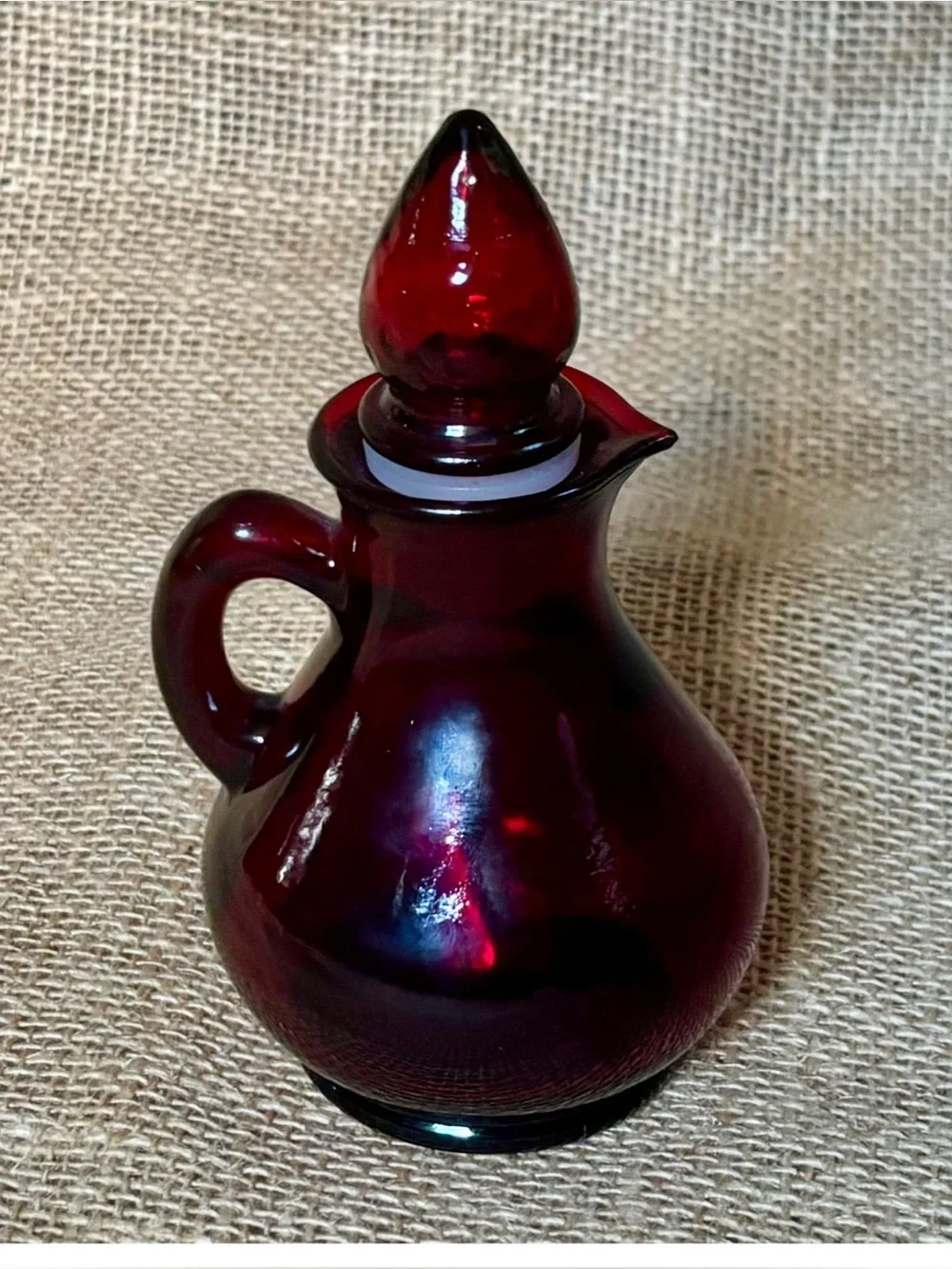 Vintage Avon Cape Cod Ruby Red Cruet with Strawberry Stopper Goth Dark Romance